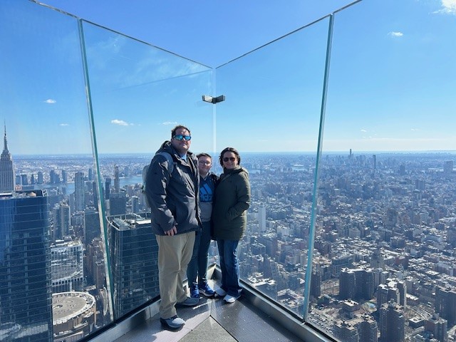 Kristi Davis and her family at the Edge building in NYC